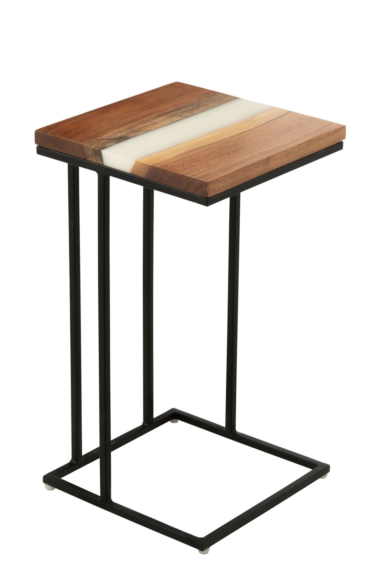 J-Line bijzettafel Vierkant - hout/epoxyhars - naturel/wit