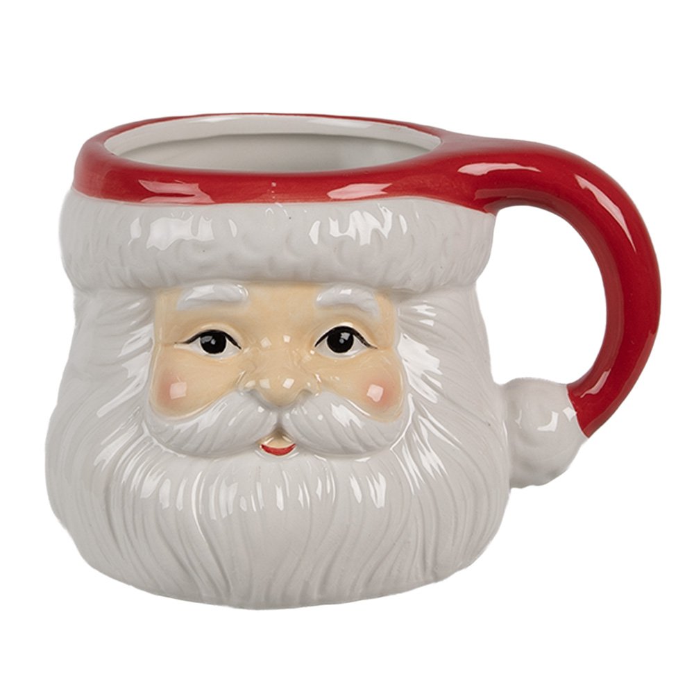 Mok 400 ml Wit Rood Keramiek Kerstman