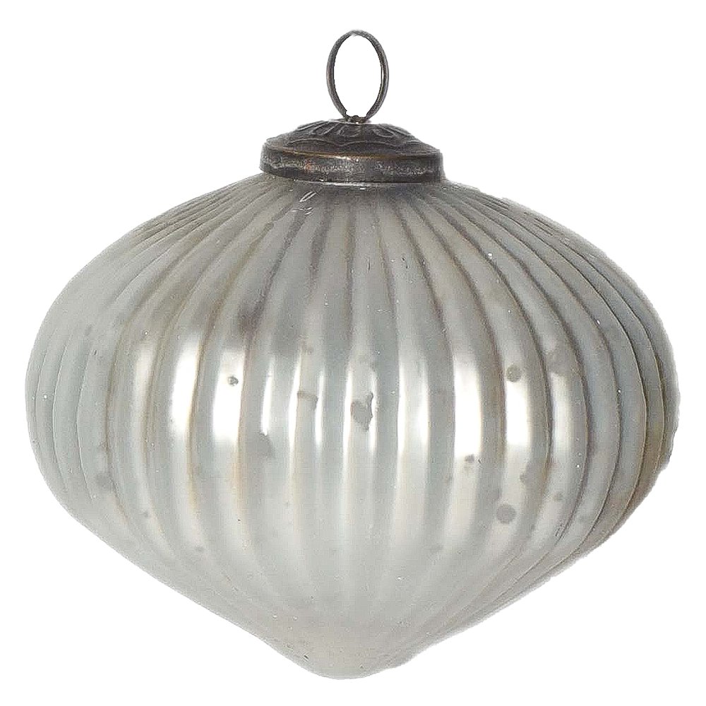 Kerstbal Ø 12 cm Wit Zilverkleurig Glas Kerstdecoratie