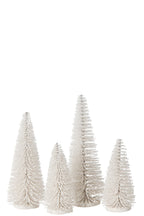 J-Line decoratie Kerstboom Glitter - kunststof - wit - doos van 4