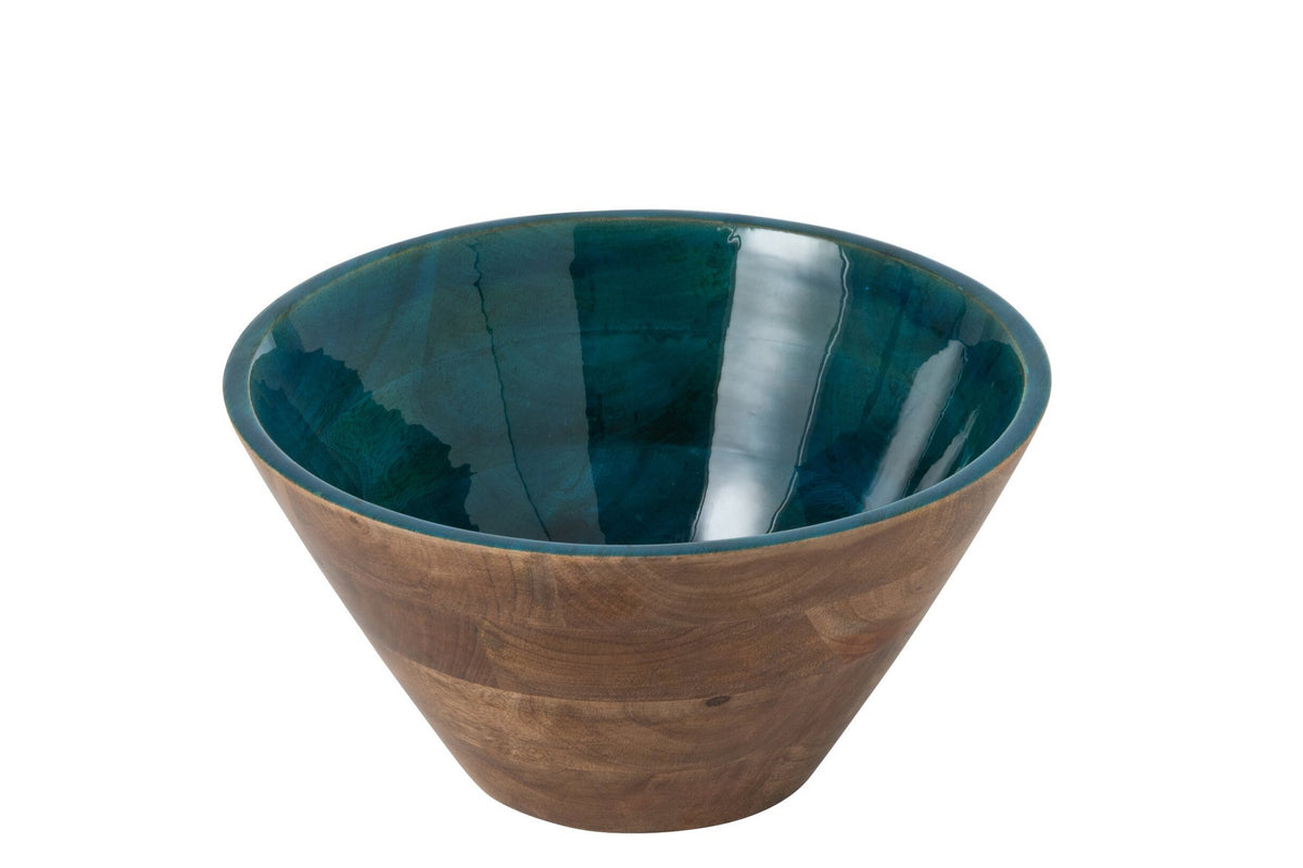 J-Line schaal - hout - petrol/naturel - large