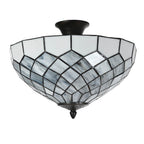 Plafondlamp Tiffany Ø 41x24 cm Grijs Glas Tiffany Lampen