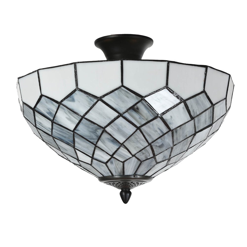 Plafondlamp Tiffany Ø 41x24 cm Grijs Glas Tiffany Lampen