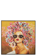 J-Line wanddecoratie Graffiti Vrouw Lipstick - canvas/verf - mix