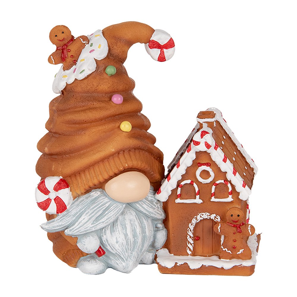 Kerstdecoratie met LED-verlichting Kabouter 14x9x15 cm Bruin Kunststof