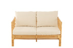 J-Line sofa Elise + kussen 2 Personen - rotan/textiel - naturel/wit