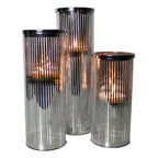 *windlicht cilinder zilver streep small 25cm*