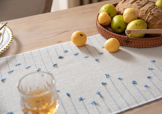 Decoratieve tafelloper – tafellinnen van puur katoen – ontwerp met thermische bescherming – 14x72 inch