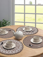 Placemats – Jute & Katoen Gehaakt Antislip – Rond 38cm, Set van 4