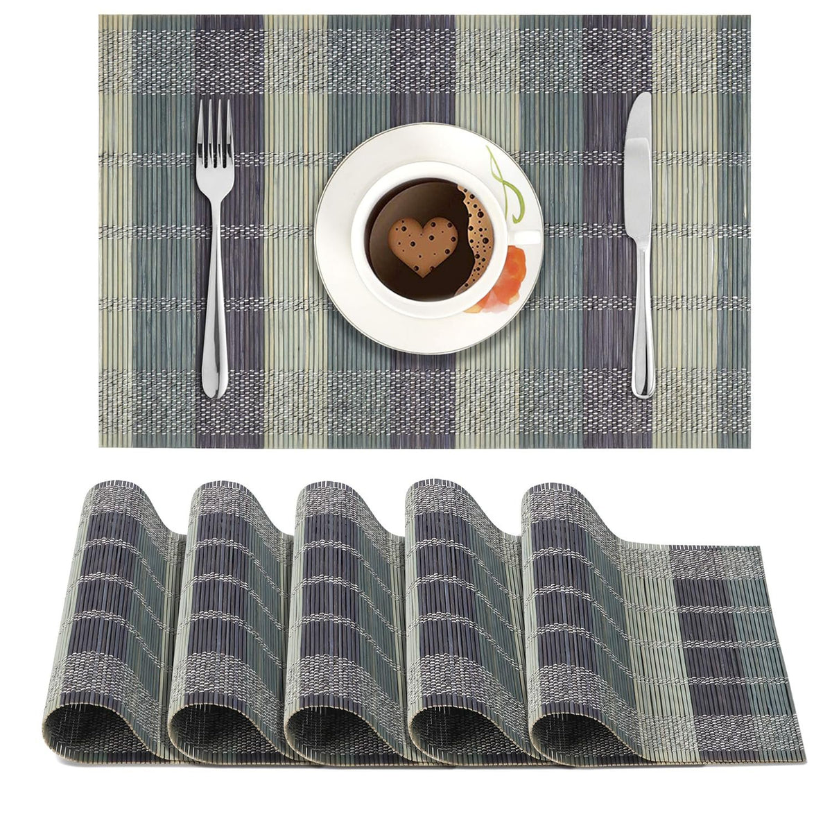 Eetplacemats – Hittebestendig Bamboe – 45x30 cm, 6-Pack