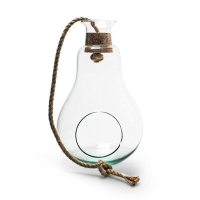Eco vaas met gat+kurk+touw 'peer' h30 d19 cm