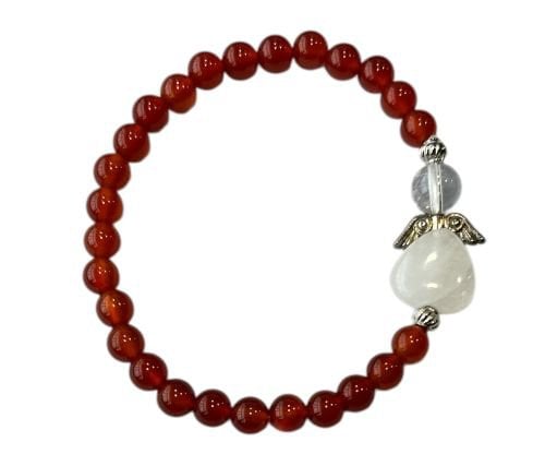 Dames armband Carneool 6 mm met beschermengel