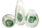 J-Line vaas Livy - glas - groen/wit/transparant - large - 37 cm hoog