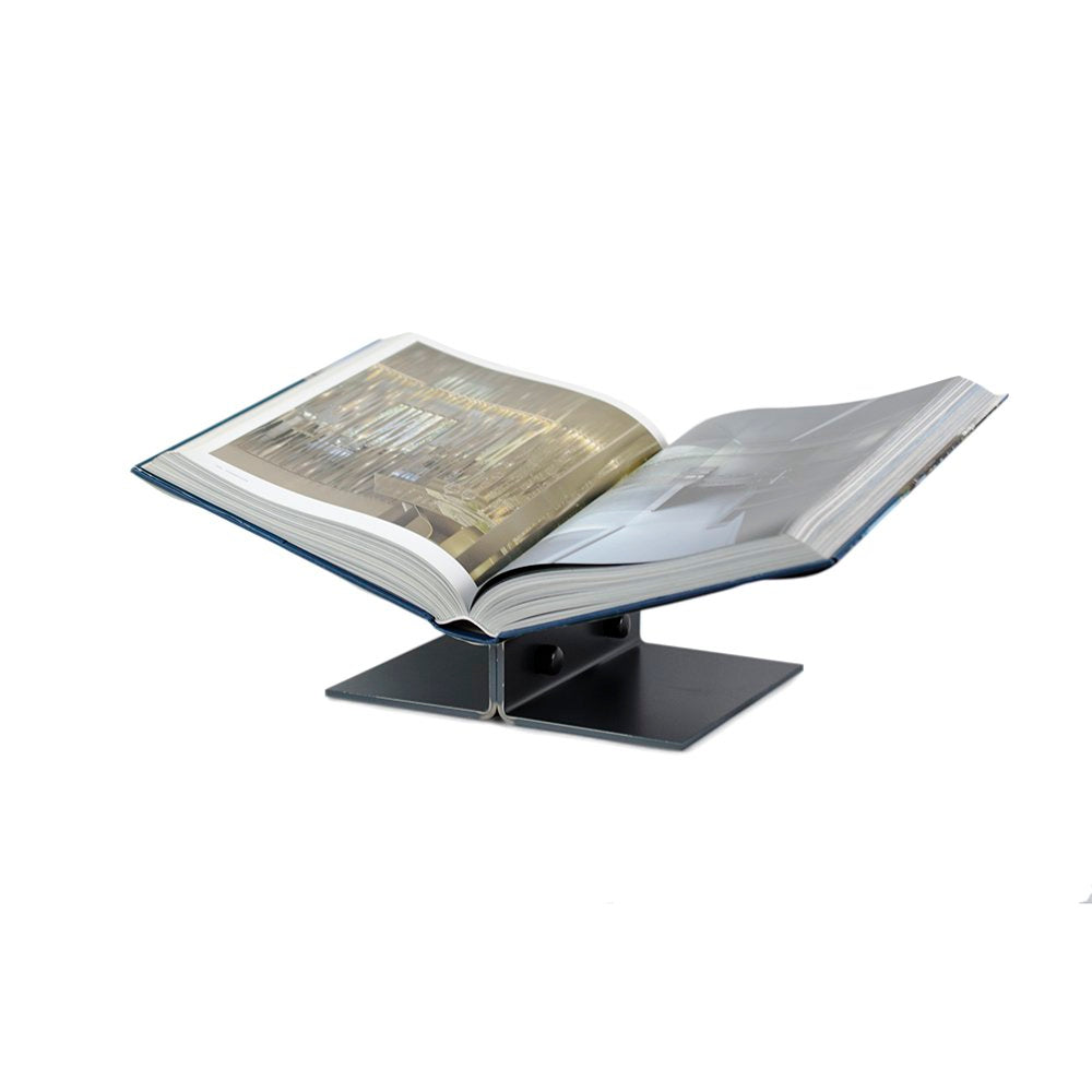 Y-Bookstand - schuin laag - blauwstaal