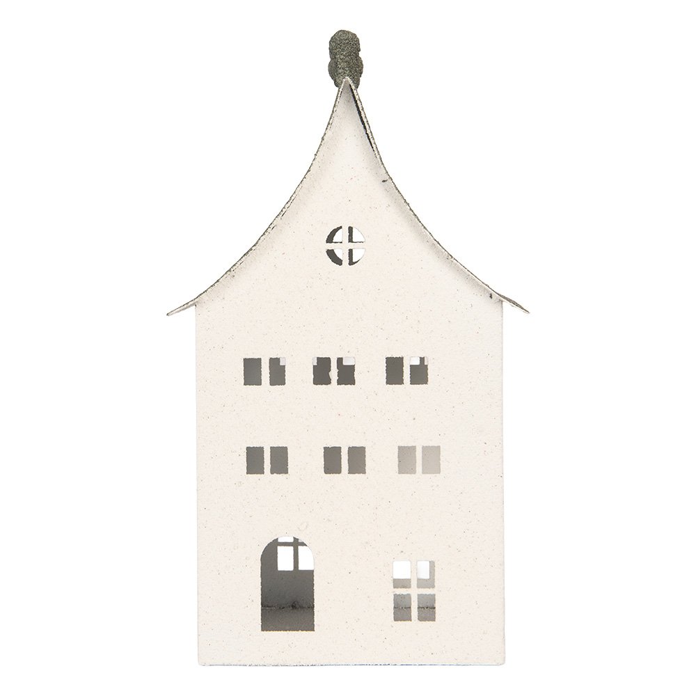 Decoratie Beeld Huis 20x20x39 cm Wit Metaal