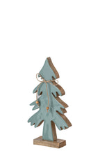 J-Line Dennenboom met strik - mangohout - naturel/turquoise - small