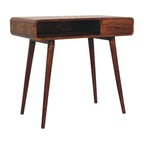Gebogen kastanje bureau van , 1 lade, 1 open plank, bruin