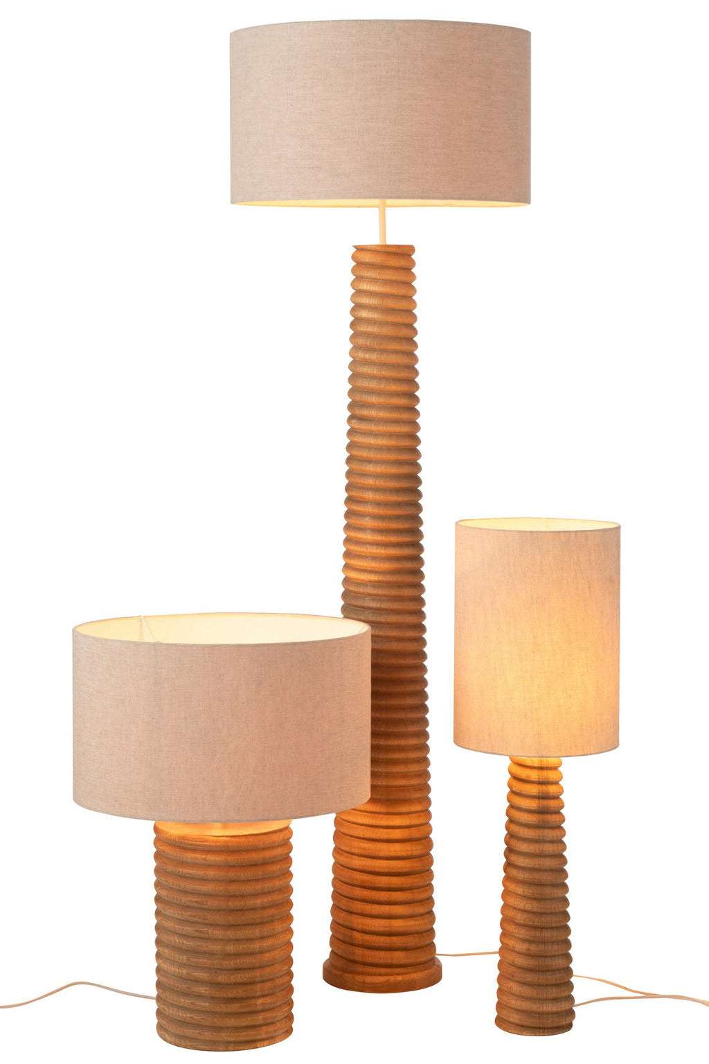J-Line lamp Schroefdraad Wijd - hout - naturel/grijs