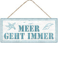 Bordje 'Meer geht' 30x13cm blauw