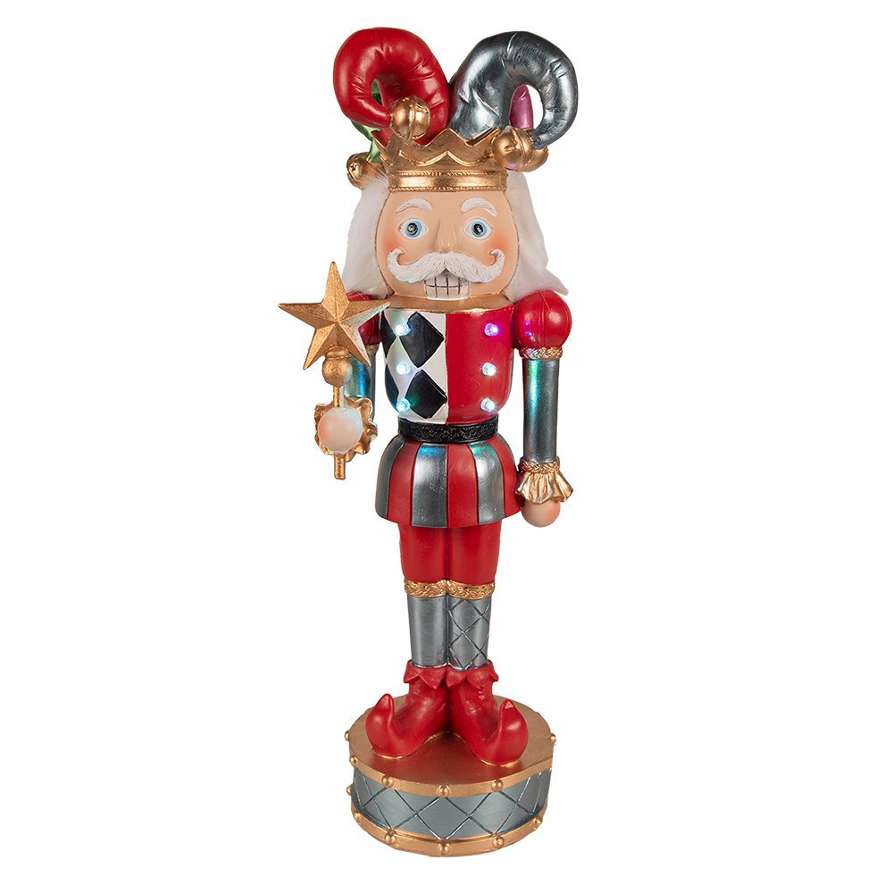 Beeld Harlekijn 38 cm Rood Blauw Kunststof Kerstdecoratie