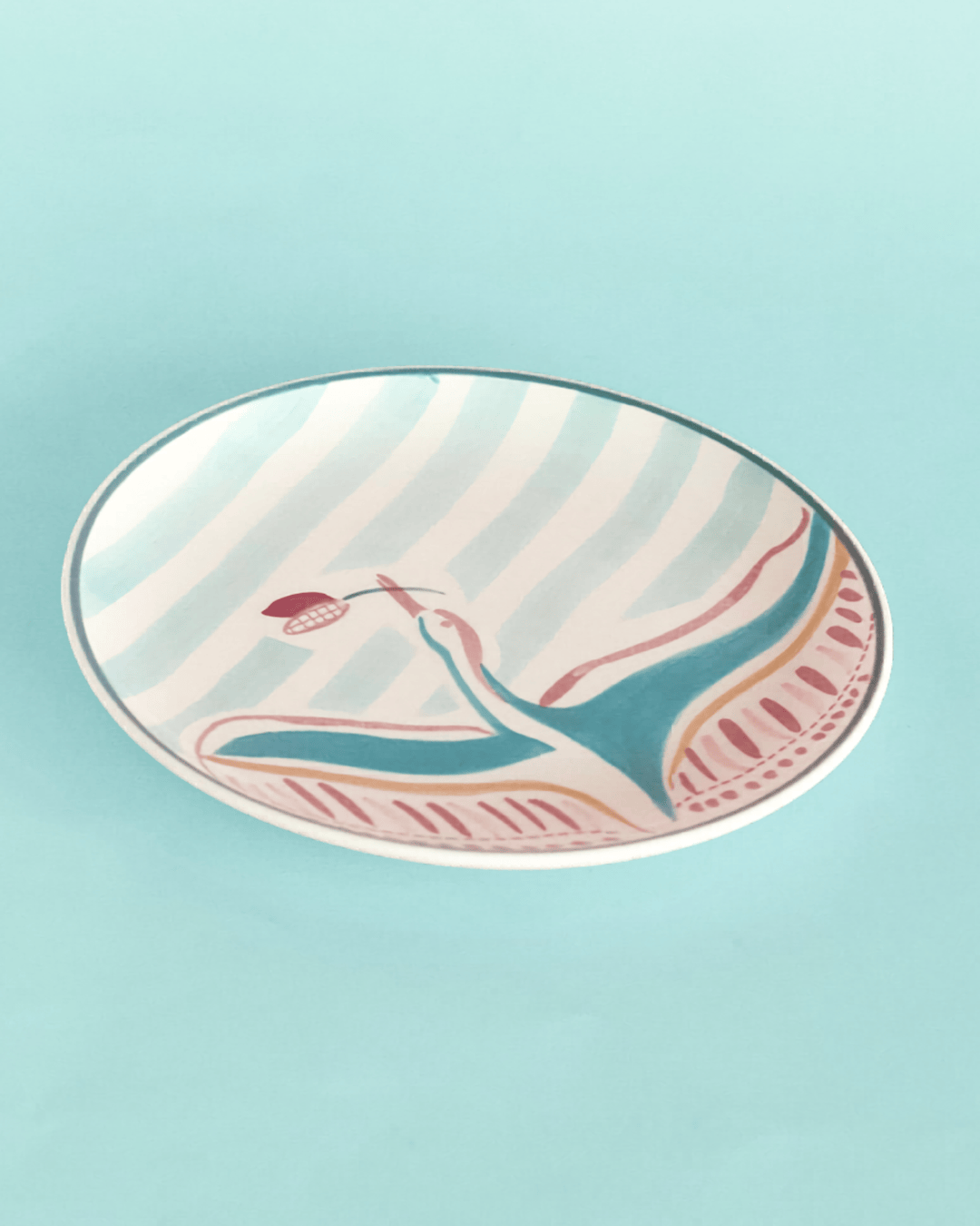 Veldleeuwerik Handbeschilderd Keramisch Rond Bord Curve 16Cm