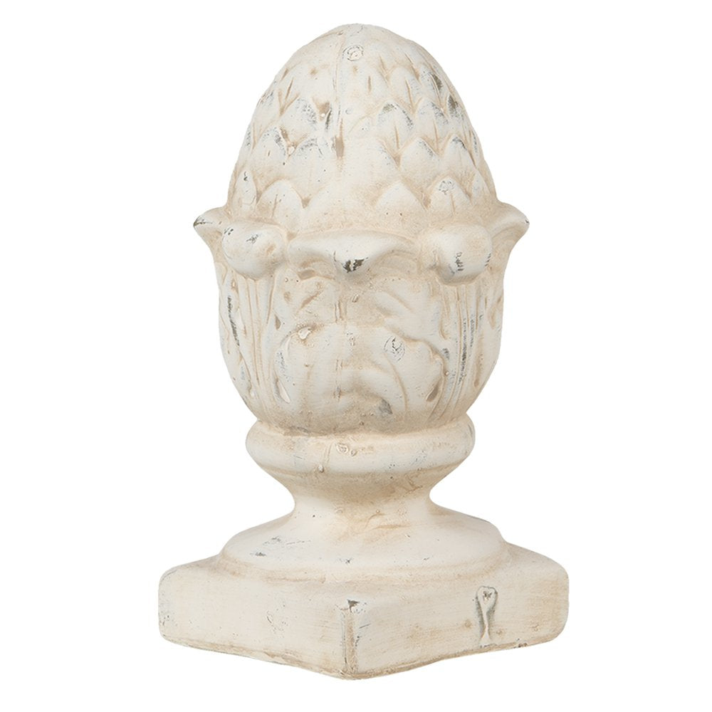 Beeld Dennenappel 11x11x21 cm Beige Steen Kerstdecoratie