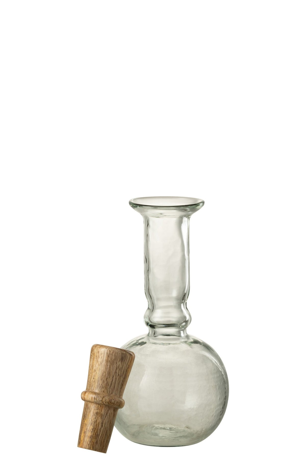 J-Line Rond Lang fles en kurk - glas & hout - transparant