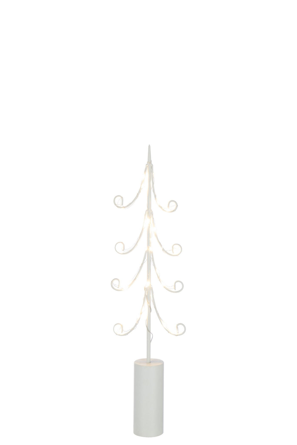 J-Line decoratie Boom - ijzer - wit - M - LED lichtjes