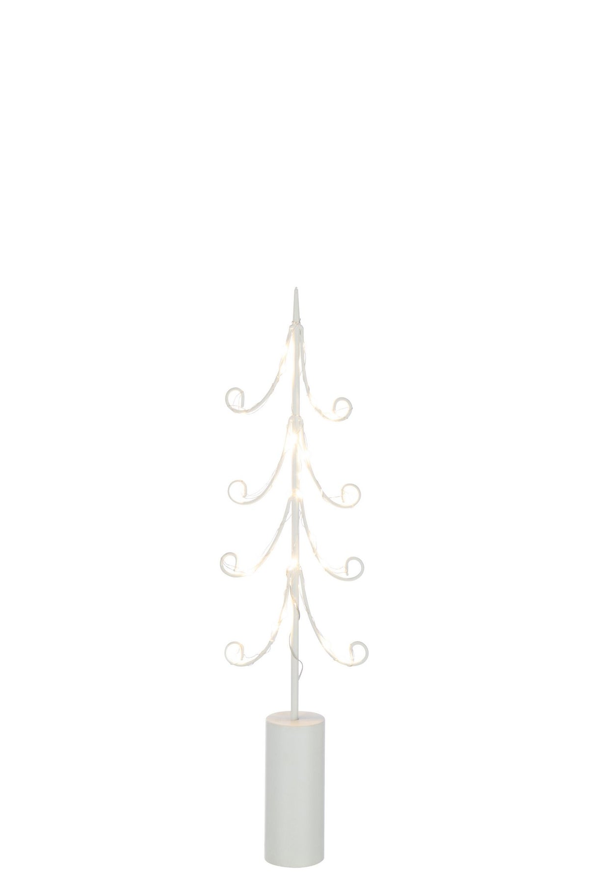 J-Line decoratie Boom - ijzer - wit - M - LED lichtjes