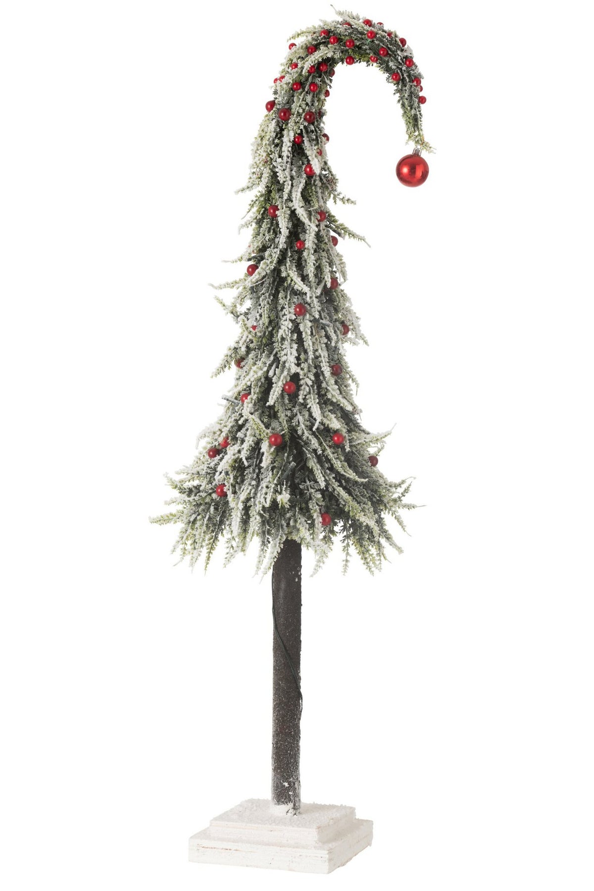 J-Line Kerstboom Muts+Led Kunststof Sneeuw Groen/Rood Large
