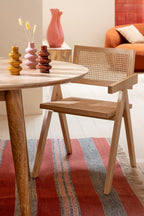 J-Line Stoel Rooster Essenhout/Rattan Naturel
