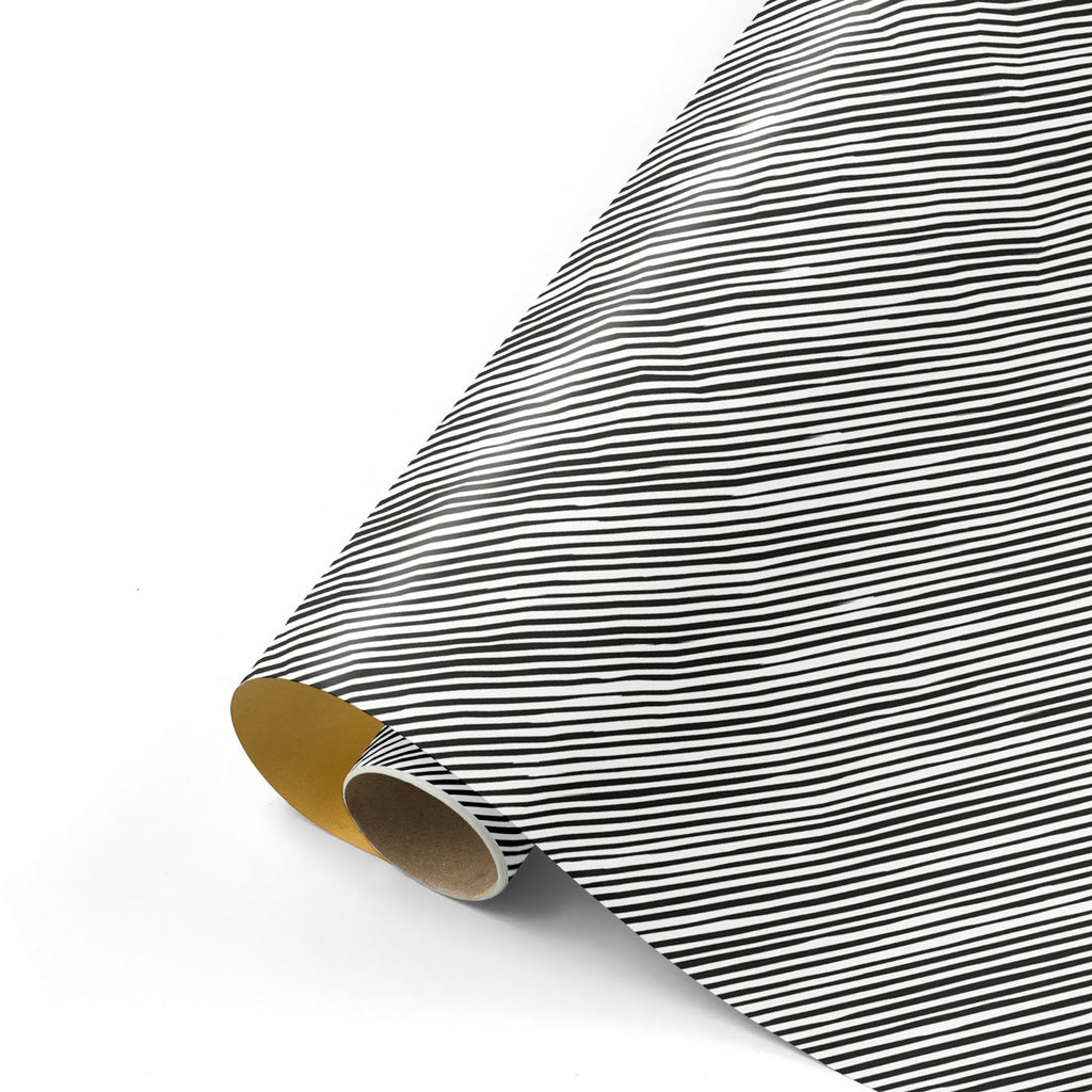 Manual Stripes - Rollen cadeaupapier - 10 stuks - zwart/wit/goud