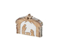 J-Line Kerststal - mangohout - naturel/wit - medium