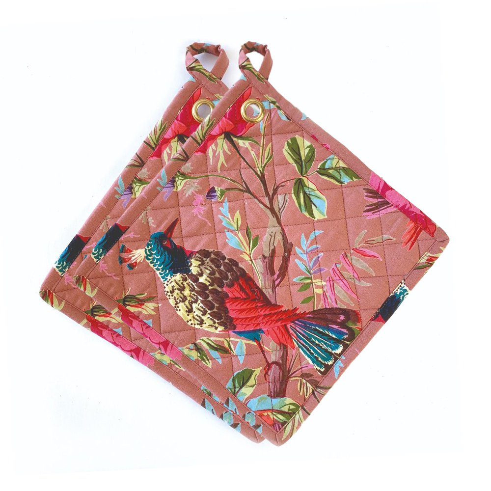Potholders Paradise Old Pink, set of 2