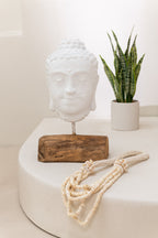 J-Line Decoratie Hoofd Teakhout/Cement Wit/Naturel
