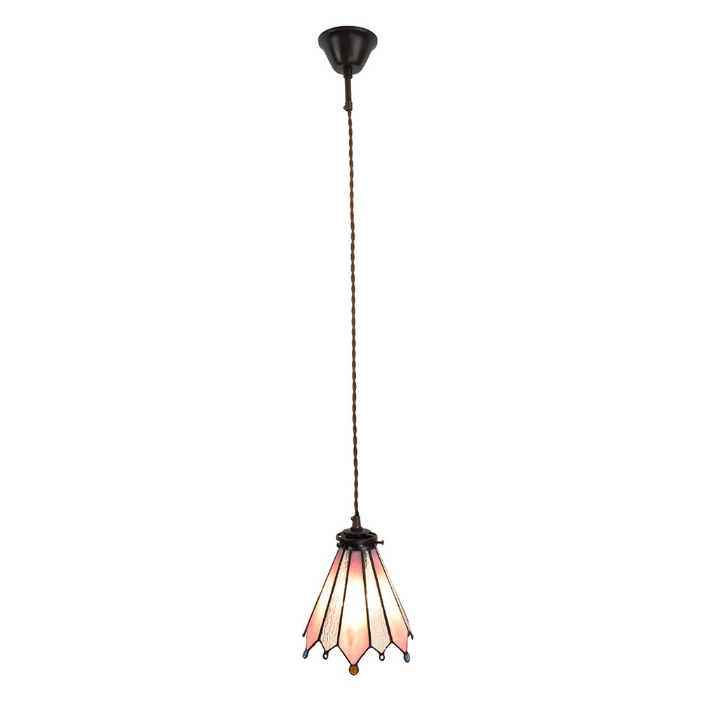 Hanglamp Tiffany Ø 18x90 cm Roze Glas Hanglamp Eettafel