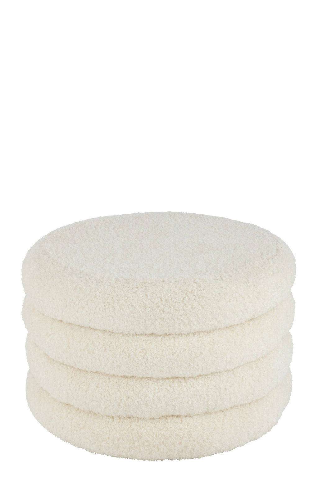 J-Line Poef Rond Teddy Polyester Wit