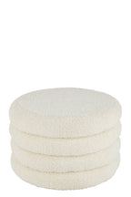 J-Line Poef Rond Teddy Polyester Wit