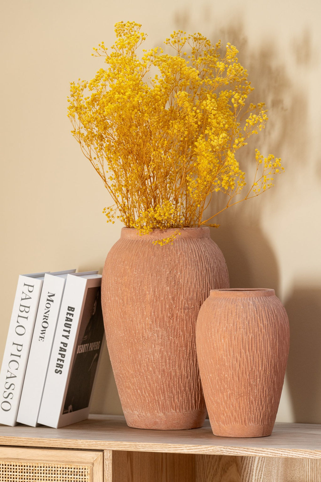 J-Line vaas Kaia Terracotta - keramiek - bruin - small - Ø 16 cm