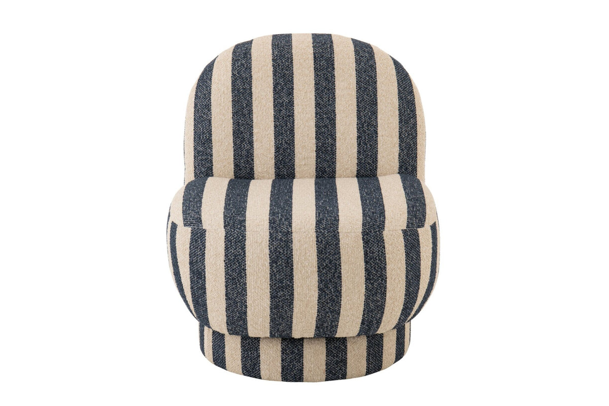 J-Line loungestoel Gestreept - textiel - blauw/gebroken wit