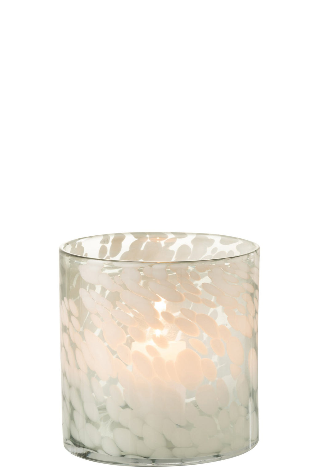 J-Line windlicht Spikkel - glas - grijs/wit - medium