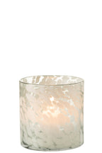 J-Line windlicht Spikkel - glas - grijs/wit - medium