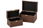 J-Line Dozen met leerlook - MDF - bruin - set van 2