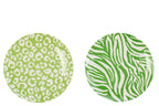 J-Line bord Dessert Gestreept - porselein - groen/wit - S - set van 2