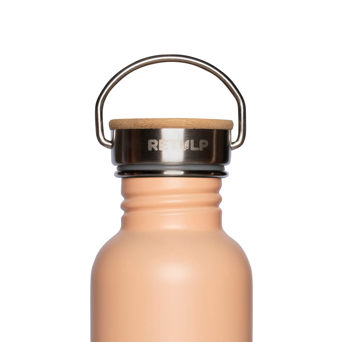 RVS drinkfles bamboe dop 500 ml steel Pink