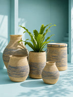 J-Line mand Gestreept - zeegras - naturel/blauw - S
