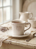 Kop en Schotel 160 ml Beige Keramiek Hart Servies