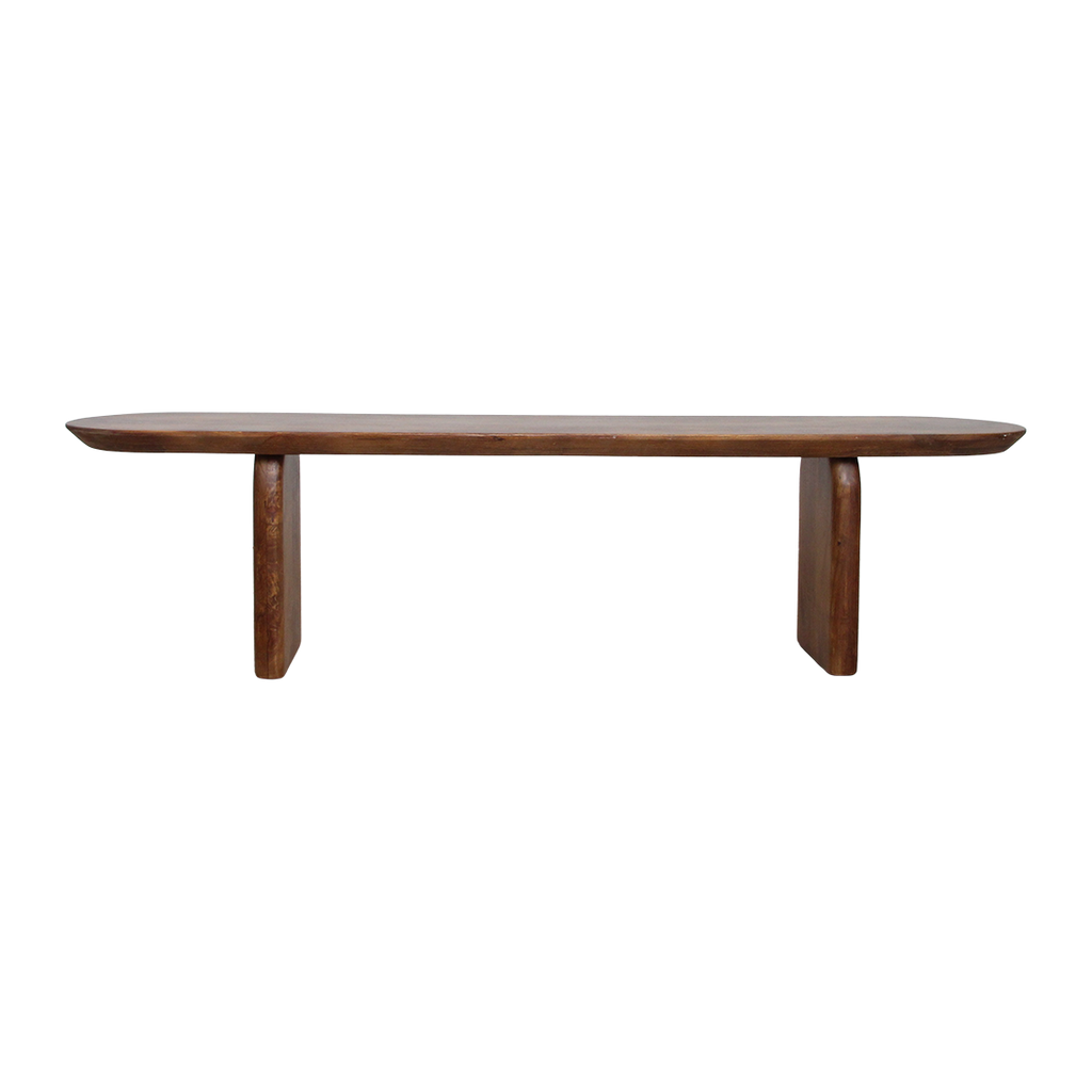 Bullnose mangohouten eetkamerbank bruin