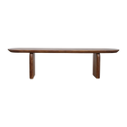 Bullnose mangohouten eetkamerbank bruin