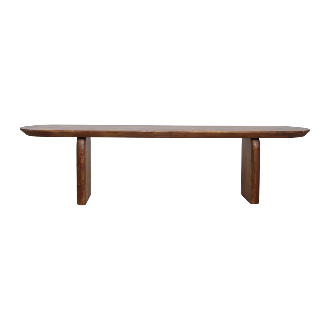 Bullnose mangohouten eetkamerbank bruin